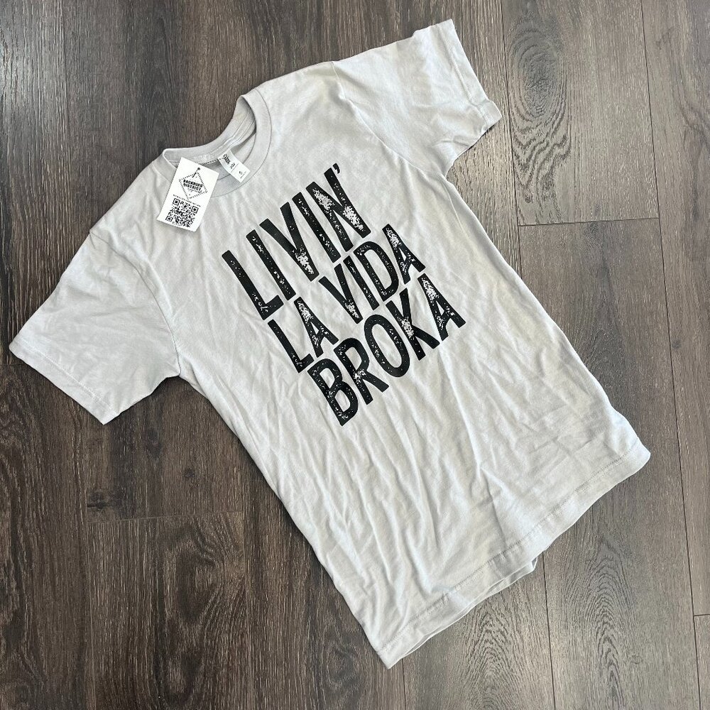 Tultex Livin La Vida Broka Graphic Tee Cement Size XLarge